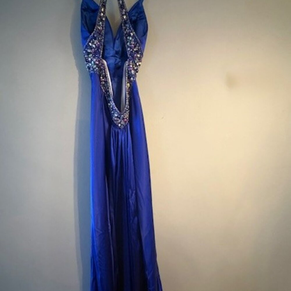 Vintage Y2K Stunning Royal Blue Floor Length Studio 17 Prom Dress Size 2 - Picture 3 of 6